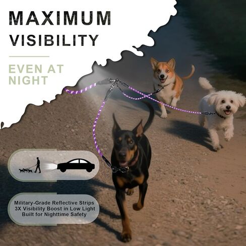 مقود 3-Dog-Dog-dog-حبل رئيسي مع مقبض مبطن ، وثلاثة مقاطع مقود قابلة للفصل ، مقطع شاق ، 4.76 قدم للمشي ، الجري ، الكلاب الصغيرة ، المتوسطة ، الكلاب الكبيرة (أخضر) in Kuwait