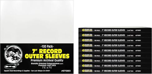 (100) 7" 45rpm Record Outer Sleeves - Super Clear Premium 2 Mil Thick - Perfect Fit, Archival Quality in Kuwait