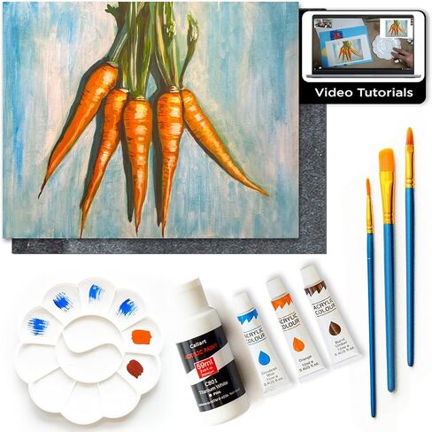 Painting4 Real DIY مجموعات الطلاء للبالغين والأطفال مع دروس الفيديو: تعلم كيفية رسم Vintage Vegas - مجموعة الطلاء ومجموعة اللوازم الفنية - 9 قطعة مجموعة الطلاء الأكريلي in Kuwait