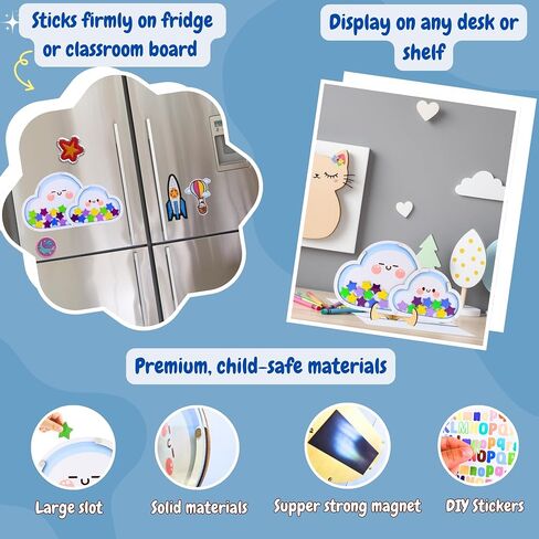 DIY Name, Large Magnetic Reward Jar for Kids, Potty Training Chart for Toddlers, Classroom Star Jar Reward System with Colorful Letter Stickers, Home Chore Chart (30 Stars) in Saudi Arabia