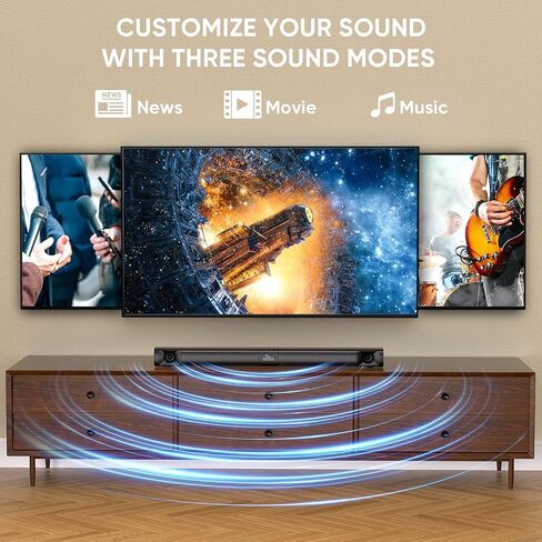 Saiyin Sound Bar,17 inch Sound Bar for Smart TV with Bluetooth 5.3/Optical/AUX Connection, Soundbar for TV/PC/Gaming/Projectors,Wall Mountable & Ultra Compact Design in Kuwait
