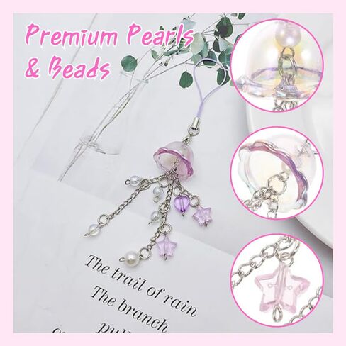 Atarvana 4pcs Cute Phone Case Charms, Cell Phone Charms Aesthetic Bow Keychain Phone Charm for Phone Camera Charms Women Girl Accessories in Kuwait