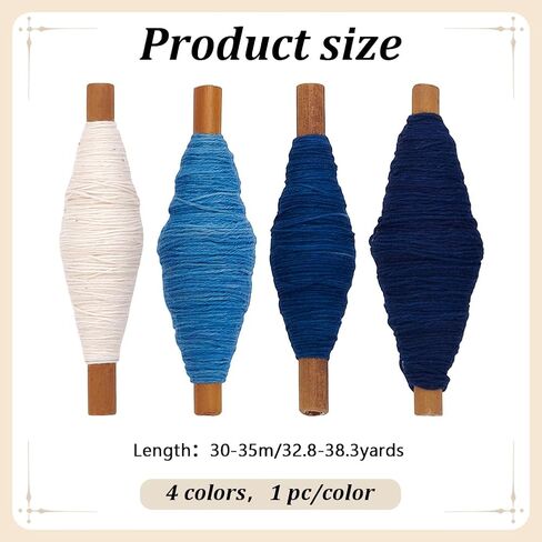 FreeBloss 4 PCS Sashiko Thread Sashiko Kit Sashiko Skein 38 ياردة*4 ألوان نبات طبيعي مصبوغ ساشيكو القطن. in Kuwait