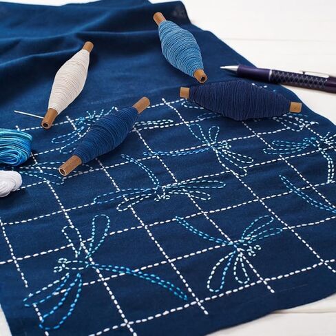 FreeBloss 4 PCS Sashiko Thread Sashiko Kit Sashiko Skein 38 ياردة*4 ألوان نبات طبيعي مصبوغ ساشيكو القطن. in Kuwait