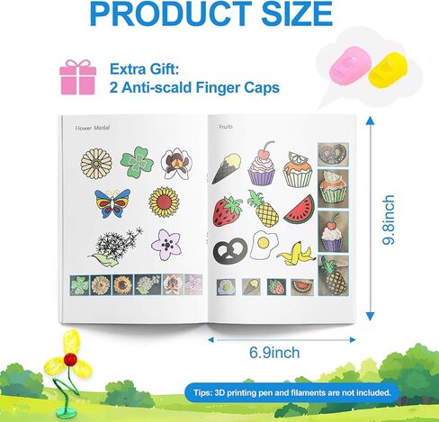 3D Pen Printing Drawing Book, Reusable 40 Patterns Painting Graffiti Template with A PVC Transparent Board, 3D Art Thick Paper Stencils for Kids and Adults Starter 3D DIY Gifts in Saudi Arabia