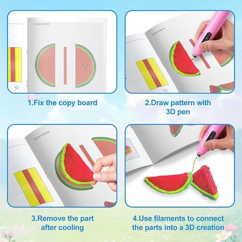 3D Pen Printing Drawing Book, Reusable 40 Patterns Painting Graffiti Template with A PVC Transparent Board, 3D Art Thick Paper Stencils for Kids and Adults Starter 3D DIY Gifts in Saudi Arabia
