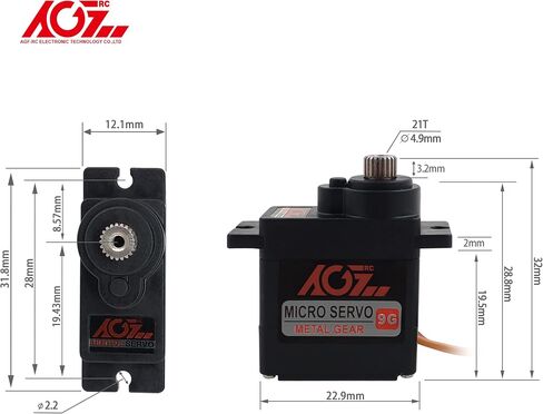 6PCS AGFRC Micro Servo Servo Motor Kit - 2.2KG Metal Gear Digital RC Servo for RC Helicopter Airplane Boat Controls, Control Angle 180° (B9DLM) in Saudi Arabia