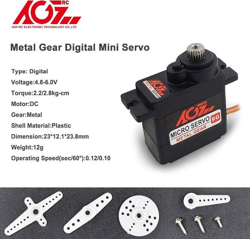 6PCS AGFRC Micro Servo Servo Motor Kit - 2.2KG Metal Gear Digital RC Servo for RC Helicopter Airplane Boat Controls, Control Angle 180° (B9DLM) in Saudi Arabia