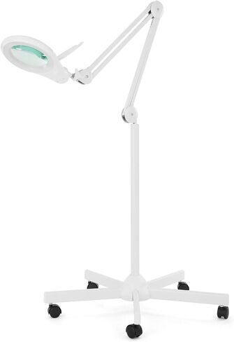 Neatfi (New Model) Bifocals 1,200 Lumens LED Magnifying Floor Lamp with Rolling Base, 5 Diopter with 20 Diopter, Dimmable, Adjustable Arm (5 Inches, Black) in Kuwait