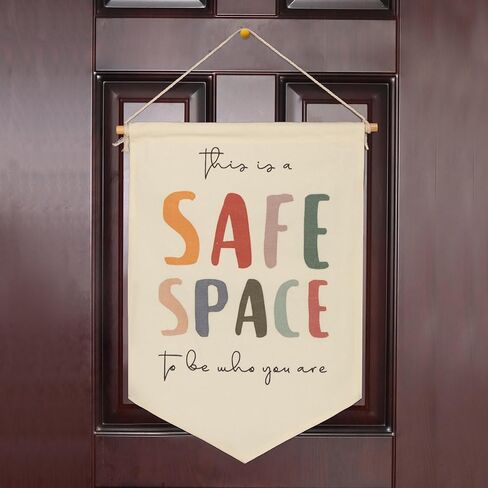 AINRVTEERS SAFE Space Wall Hanging ، ديكور جدار مكتب العلاج ، لافتة الاستشارة ، مستشار المدرسة ديكور الجدار ، ديكور الفصول الدراسية ، لافتات الصحة العقلية ، الغرفة الحسية (الكلاسيكية) in Kuwait