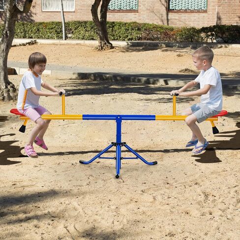 GLACER Seesaw for Kids Outdoor, Metal Swiveling 360 Degrees Rotating Preschool Teeter Totter for Children Age 3+, Indoor Outdoor 2-Person Playground Equipment, Suitable for Home, Backyard in Saudi Arabia