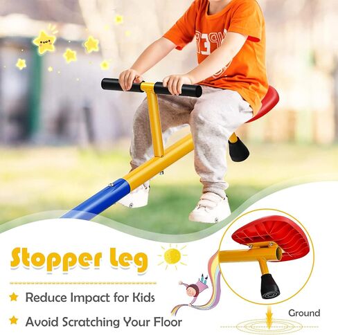 GLACER Seesaw for Kids Outdoor, Metal Swiveling 360 Degrees Rotating Preschool Teeter Totter for Children Age 3+, Indoor Outdoor 2-Person Playground Equipment, Suitable for Home, Backyard in Saudi Arabia