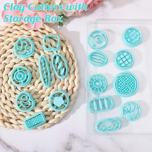 ORIGACH 12 Pcs Flower Clay Cutters, Rose Sunflower Daisy Tulip Cherry Lotus Turtle Leaf Polymer Clay Cutters Set for Earring & Jewelry Making in Saudi Arabia