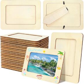 30 Pack Wooden Picture Frames for Crafts, 4" x 6" Photos DIY Wood Picture Frames Unfinished Standing Photo Frames DIY Crafts Wood Decorate for Halloween Thanksgiving Christmas Wedding Birthday in Kuwait