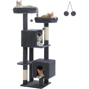 شجرة قط كبيرة 64 بوصة للقطط الداخلية ، برج قط طويل القامة متعدد المستويات مع 2 عثمان ناعمة ، 2 كهوف ، 5 منشورات خدش السيزال ، منحدر خدش 2 في 1 ، 1 أرجوحة و 3 بومبوم ، بيج. in Kuwait
