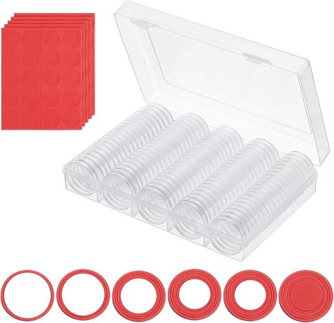 PATIKIL Coin Snap Holder, 100 Pack Coin Case Storage Round with Organizer Box Fit 17/20/25/27/30mm Coins for Collectors Collection Supplies, Blue Foam Gasket in Saudi Arabia