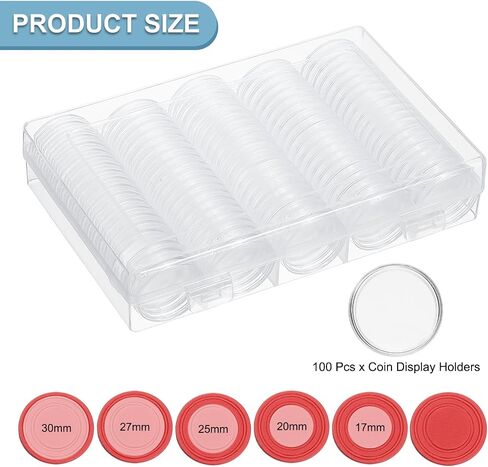 PATIKIL Coin Snap Holder, 100 Pack Coin Case Storage Round with Organizer Box Fit 17/20/25/27/30mm Coins for Collectors Collection Supplies, Blue Foam Gasket in Saudi Arabia