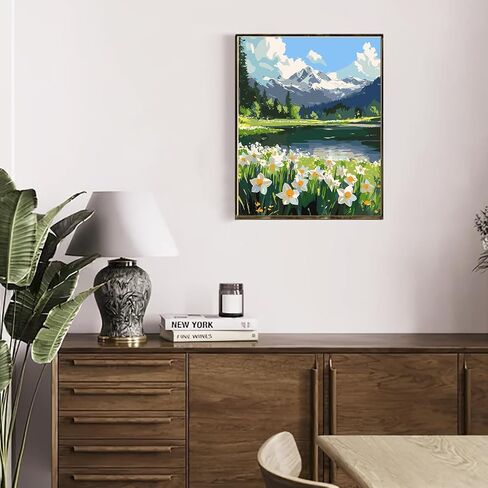MAXBYE Mountain Paint by Numbers Kit for Adults Beginner, Mountain House Adult Paint by Number Kits On Canvas, Adults' Number Kits DIY Oil Painting Kits for Gift Home Wall Decor 12x16 in in Saudi Arabia