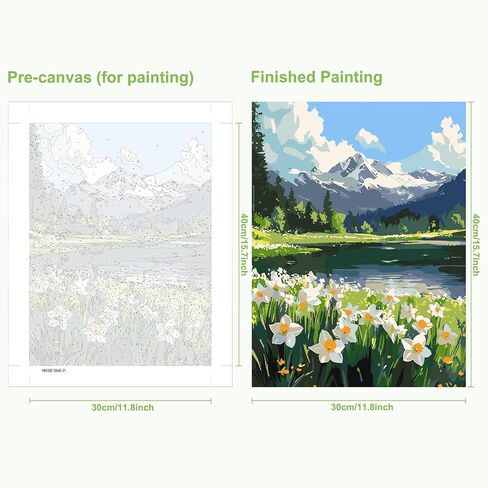 MAXBYE Mountain Paint by Numbers Kit for Adults Beginner, Mountain House Adult Paint by Number Kits On Canvas, Adults' Number Kits DIY Oil Painting Kits for Gift Home Wall Decor 12x16 in in Saudi Arabia