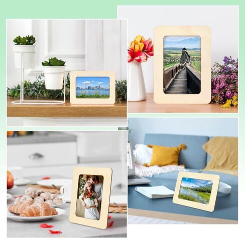 30 Pack Wooden Picture Frames for Crafts, 4" x 6" Photos DIY Wood Picture Frames Unfinished Standing Photo Frames DIY Crafts Wood Decorate for Halloween Thanksgiving Christmas Wedding Birthday in Kuwait