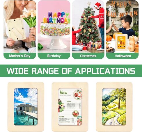 30 Pack Wooden Picture Frames for Crafts, 4" x 6" Photos DIY Wood Picture Frames Unfinished Standing Photo Frames DIY Crafts Wood Decorate for Halloween Thanksgiving Christmas Wedding Birthday in Kuwait
