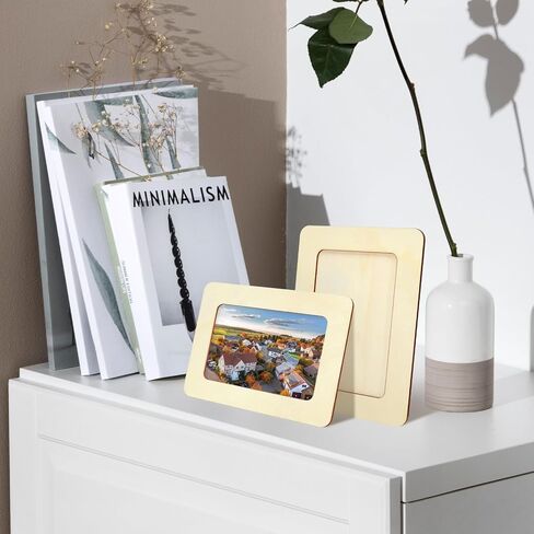 30 Pack Wooden Picture Frames for Crafts, 4" x 6" Photos DIY Wood Picture Frames Unfinished Standing Photo Frames DIY Crafts Wood Decorate for Halloween Thanksgiving Christmas Wedding Birthday in Kuwait