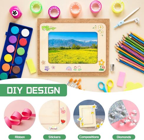 30 Pack Wooden Picture Frames for Crafts, 4" x 6" Photos DIY Wood Picture Frames Unfinished Standing Photo Frames DIY Crafts Wood Decorate for Halloween Thanksgiving Christmas Wedding Birthday in Kuwait