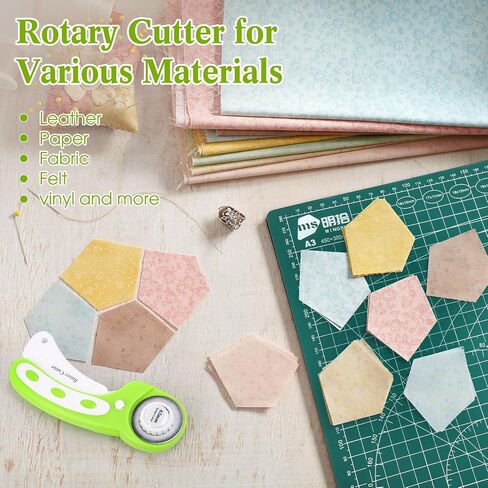 Chunful 5 Pcs Rotary Cutter Set Include 45 mm Rotary Cutter with 2 Blades and 2 Self Healing Sewing Mat Double Sided Self Sewing Craft Board for Quilting Scrap Booking Crafts Fabric(A4,9 x 12 Inch) in Saudi Arabia