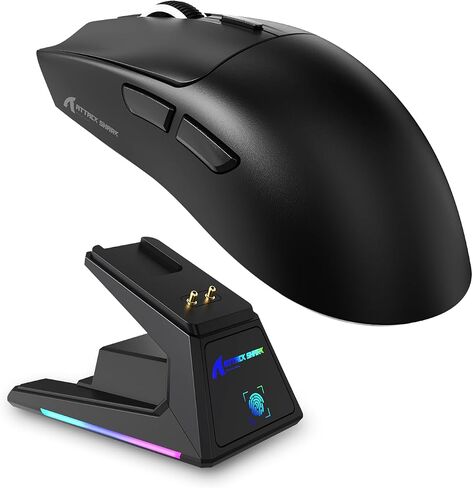 الهجوم Shark X1 اللاسلكي اللاسلكي الماوس مع RGB شحن Dock ، PAW3950 PRO مستشعر يصل إلى 40 كيلو دبيون ، 53g الفئران الفئران ذات الوضع الثلاثي الفائق ، معدل الاقتراع 1 كيلو هرتز 5 أزرار قابلة للبرمجة للفوز/MAC-أبيض in Kuwait
