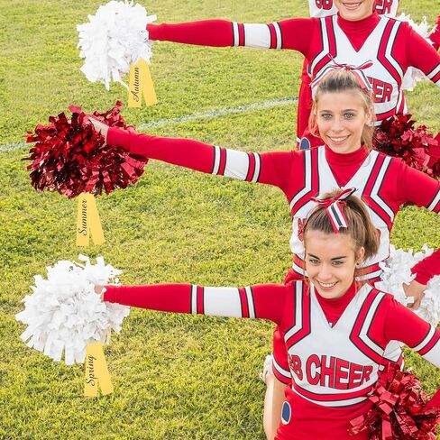 48 Pcs Cheerleader Pom Pom Name Tags, Writable Blank Labels for Cheering Team, Elasticity Marking Tags for Travel Luggage Backpack Keychains (White) in Saudi Arabia
