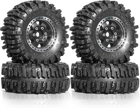 1/24 1/18 RC Crawler Tires and Beadlock Wheels Rims Offset -2.5mm 1.0 Super Soft Sticky Mud Terrain Rock Tyres OD 55mm For 1:24 1:18 Car Axial SCX24 FMS AX24 FCX18 FCX24 TRX4M 4Pcs (Bronze) in Kuwait