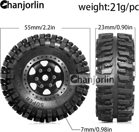 1/24 1/18 RC Crawler Tires and Beadlock Wheels Rims Offset -2.5mm 1.0 Super Soft Sticky Mud Terrain Rock Tyres OD 55mm For 1:24 1:18 Car Axial SCX24 FMS AX24 FCX18 FCX24 TRX4M 4Pcs (Bronze) in Kuwait