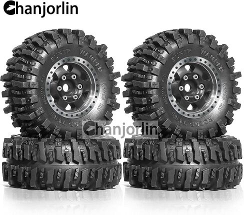1/24 1/18 RC Crawler Tires and Beadlock Wheels Rims Offset -2.5mm 1.0 Super Soft Sticky Mud Terrain Rock Tyres OD 55mm For 1:24 1:18 Car Axial SCX24 FMS AX24 FCX18 FCX24 TRX4M 4Pcs (Bronze) in Kuwait