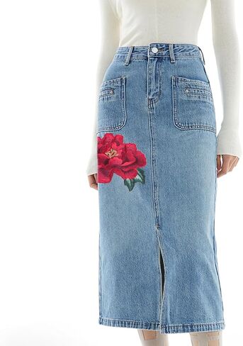 6 PCS Flower Embroidered Stick on Patches Large Rose Iron on Patches Beautiful Embroidered Applique Sewing Patches for Hats, Clothing, T-Shirt, Backpacks, Jeans, Jackets in Saudi Arabia