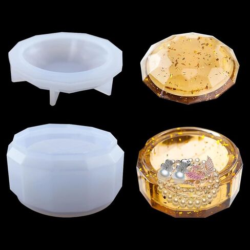 Voyyphixa 2 Pcs Vase Resin Molds, Flower Pot Silicone Resin Molds, Geometric Vase Epoxy Resin Casting Molds for DIY Crafts Makeup Brush/Pen Holder Home Decor in Saudi Arabia