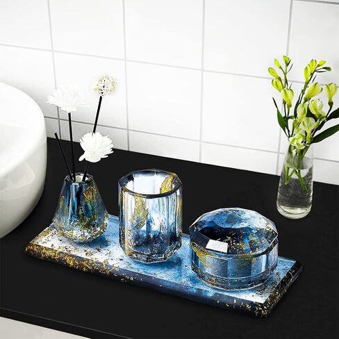 Voyyphixa 2 Pcs Vase Resin Molds, Flower Pot Silicone Resin Molds, Geometric Vase Epoxy Resin Casting Molds for DIY Crafts Makeup Brush/Pen Holder Home Decor in Saudi Arabia