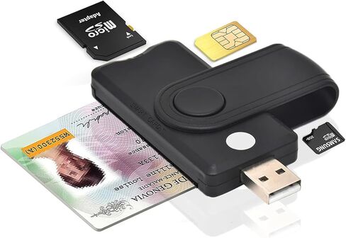 CAC Smart Card Reader, 5 in 2 DOD Military USB SIM/SD/TF/ID/IC Card Adapter USB C Sim Card Adapter Compatible with Windows, Linux/Unix, MacOS X in Kuwait