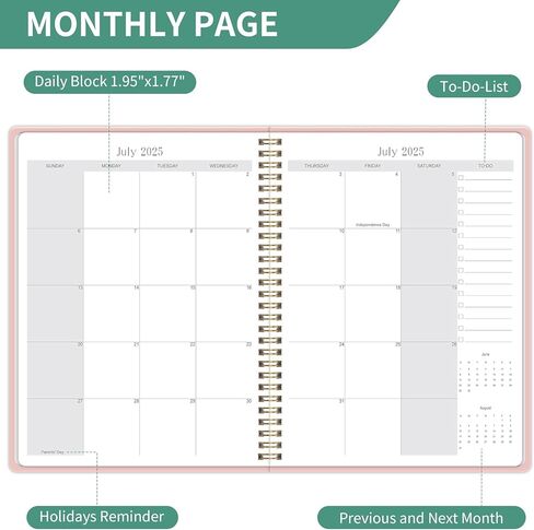 مخطط شهري 2025-2026 ، مخطط تقويم 24 شهرًا مع تغطية PVC مرنة للأعمال المنزلية والمدرسة والمكاتب ، 7 "× 9" ، يناير 2025-ديسمبر 2026-جرين in Kuwait