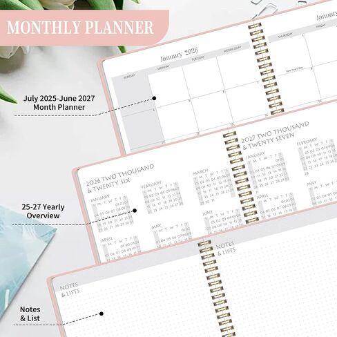 Monthly Planner 2025-2026, Calendar 24 Months Planner with Flexible PVC Cover for Home,School and Office Work, 7" x 9", Jan 2025 - Dec 2026-Green in Saudi Arabia
