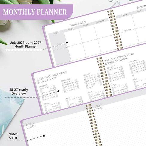 مخطط شهري 2025-2026 ، مخطط تقويم 24 شهرًا مع تغطية PVC مرنة للأعمال المنزلية والمدرسة والمكاتب ، 7 "× 9" ، يناير 2025-ديسمبر 2026-جرين in Kuwait