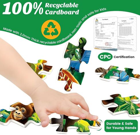 3-Pack 100 Piece Puzzles for Kids,Dogs Foxes Animals Puzzle for Kids Age 4-6 6-8 8-10,Unique Large Piece Jigsaw Puzzle,Recycled Paper,Bright & Colorful Educational Puzzle,Boys Girls Gift for Birthday in Saudi Arabia