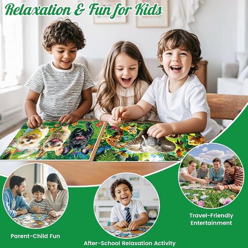 3-Pack 100 Piece Puzzles for Kids,Dogs Foxes Animals Puzzle for Kids Age 4-6 6-8 8-10,Unique Large Piece Jigsaw Puzzle,Recycled Paper,Bright & Colorful Educational Puzzle,Boys Girls Gift for Birthday in Saudi Arabia