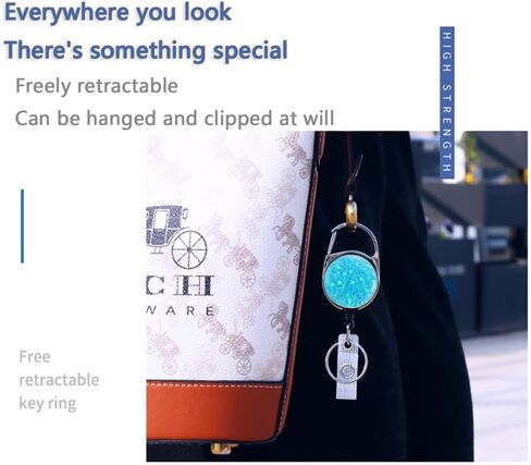 3 Pack Retractable Carabiner Badge Holder, FadyRaye Badge Reel with Belt Clip for Nurse Teacher Name Card Keychain [Bling Cute Design 27" Nylon Wire Cord] in Saudi Arabia