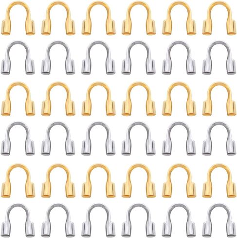 1 Box 1200Pcs Wire Guardians Gold Wire Guard Thread Protector Loop U Shape Protective Tube Brass Wires Cable Guardian for Earring Bracelet Necklace Jewelry Making Supplies DIY Beading Craft in Kuwait