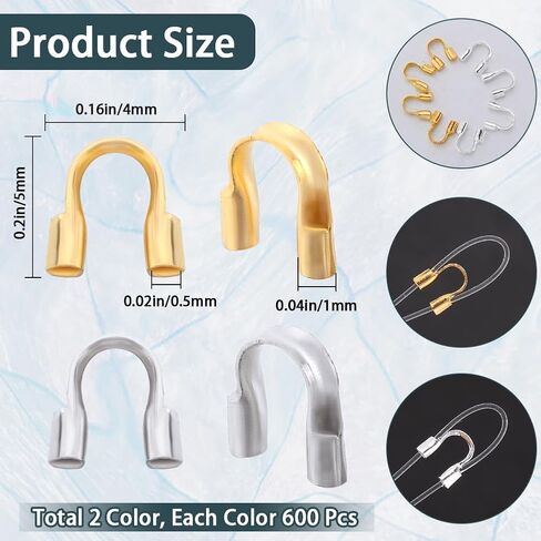 1 Box 1200Pcs Wire Guardians Gold Wire Guard Thread Protector Loop U Shape Protective Tube Brass Wires Cable Guardian for Earring Bracelet Necklace Jewelry Making Supplies DIY Beading Craft in Kuwait