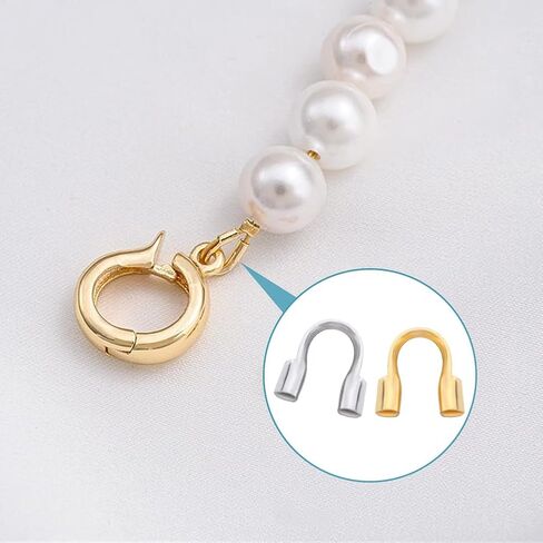 1 Box 1200Pcs Wire Guardians Gold Wire Guard Thread Protector Loop U Shape Protective Tube Brass Wires Cable Guardian for Earring Bracelet Necklace Jewelry Making Supplies DIY Beading Craft in Kuwait