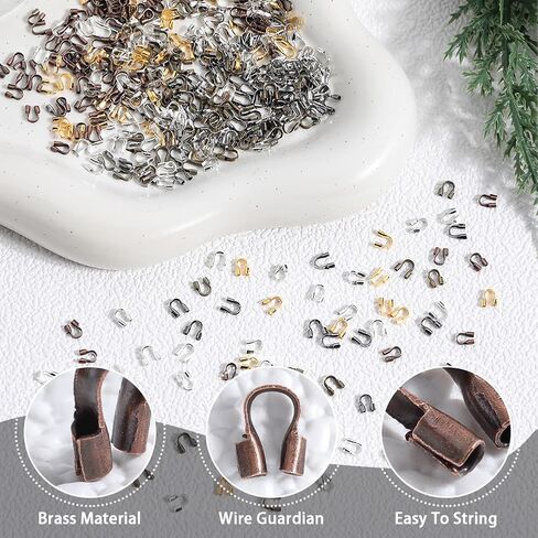 1 Box 1200Pcs Wire Guardians Gold Wire Guard Thread Protector Loop U Shape Protective Tube Brass Wires Cable Guardian for Earring Bracelet Necklace Jewelry Making Supplies DIY Beading Craft in Saudi Arabia