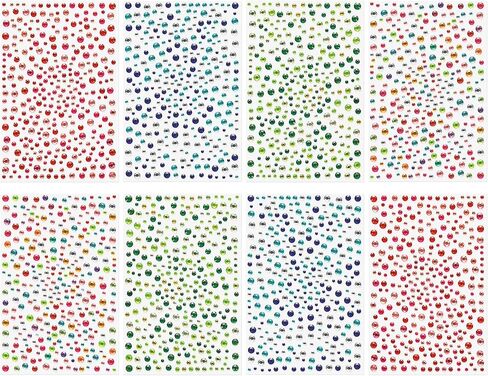 2722 Pcs Acrylic Rhinestone Sticker Self Adhesive Gem Crystal Sticker Sheet Stick on Diamond for Crafting Scrapbooking Card Making Collage Round Shape Back-glued 4 Sizes: 3/4/5/6mm (Silvia) in Kuwait