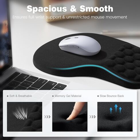 Ospelelf Ergonomic Mouse Pad and Keyboard Stand Wrist Rest Set, Memory Foam Comfort, Pain Relief for Typing, Office Desk Accessories, Moonlit Blossoms in Kuwait