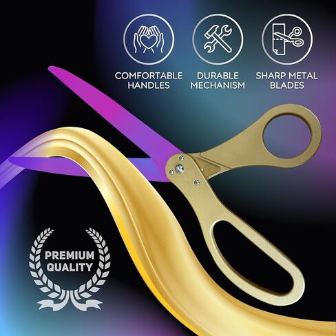 Grand Opening Kit for Ribbon Cutting - 25 Inch Red Scissors for Grand Opening with Rainbow Blades and Red Satin Ribbon in Kuwait